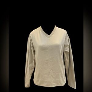KOTN Women's V-Neck Top in Tan 100% cotton Size S EUC